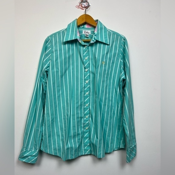 Lilly Pulitzer Vintage Striped Long Sleeve button down Shirt top Blue Size 12 - Picture 1 of 5
